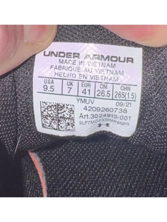 Under Armour Charged Escape 3 Womens Athletic Running Shoes Size 9.5 Black White - Picture 8 of 8